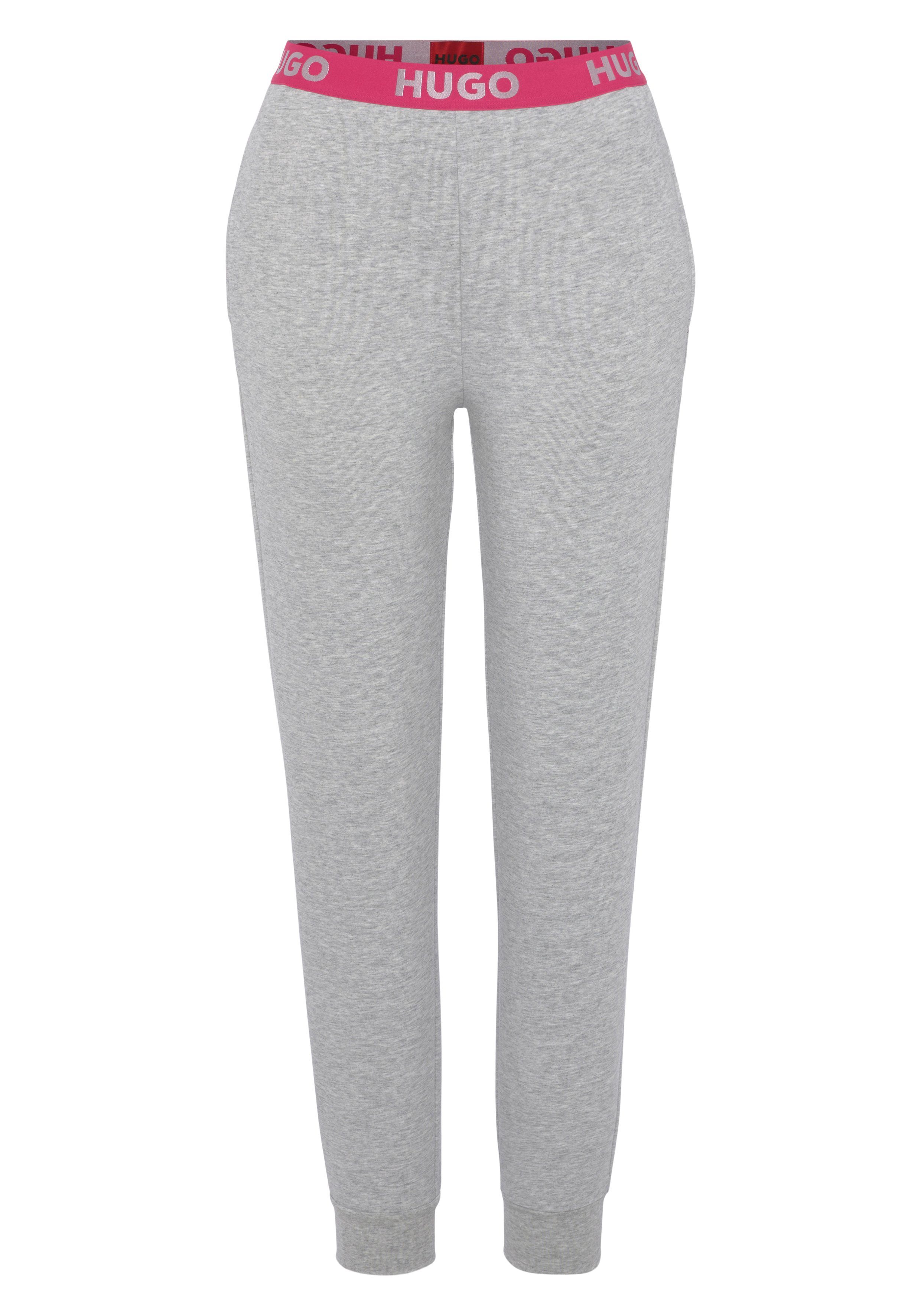 HUGO Homewearhose SPORTY LOGO_PANTS grau mit elastischem Logobund