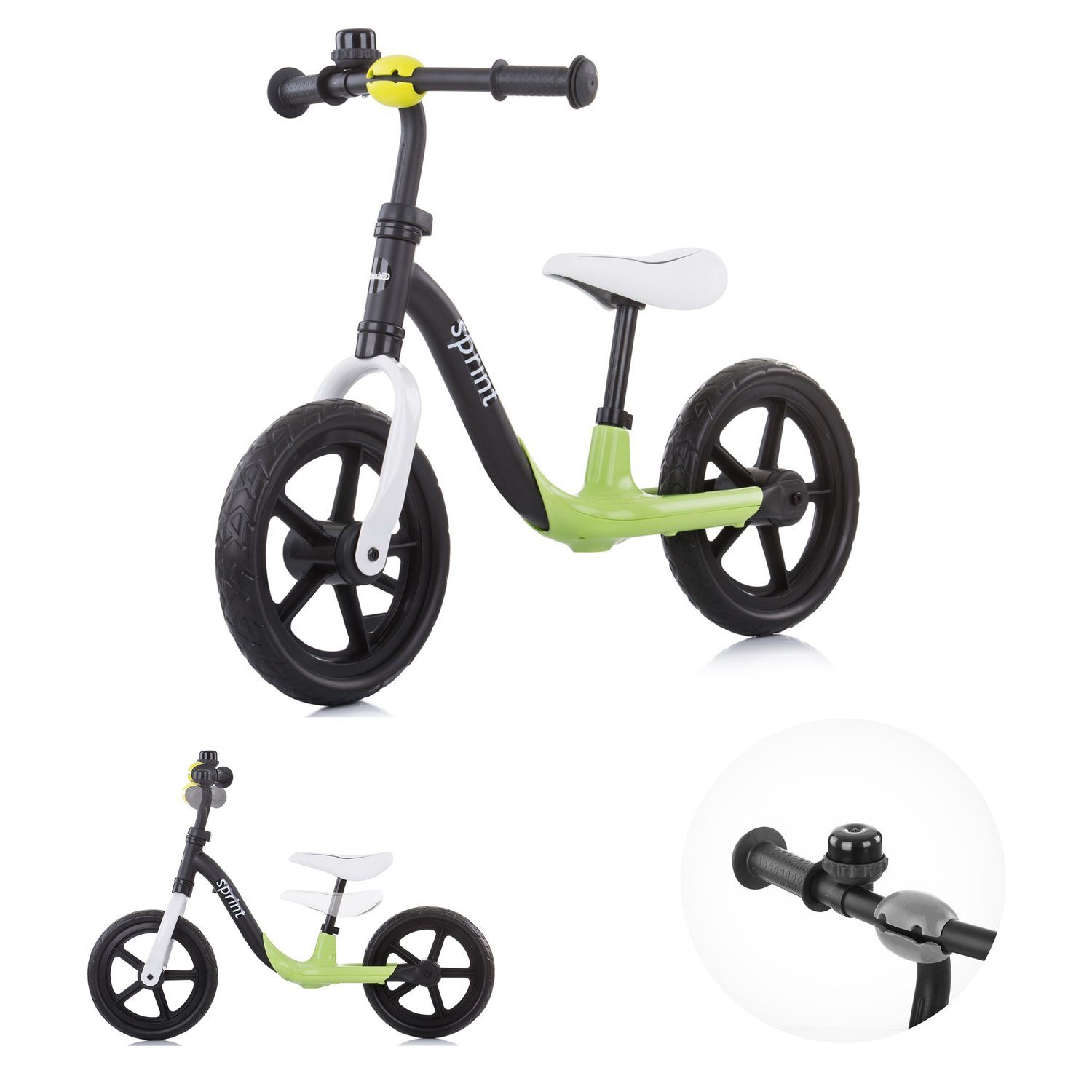 Chipolino Laufrad Laufrad Sprint 12 Zoll (30,48 cm) Zoll, 12 Zoll, Sitz und Lenker höhenverstellbar, Gummigriffe grün