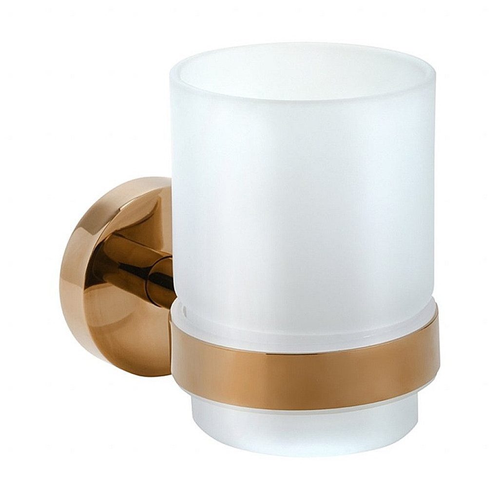 BRILLANTBAD® Zahnbürstenhalter BORAL Glashalter Gold Kupfer poliert Bad & Küche >> Bohren / Kleben
