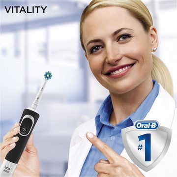 Oral-B Elektrische Zahnbürste Vitality 100 CrossAction Schwarz, Aufsteckbürsten: 1 St.