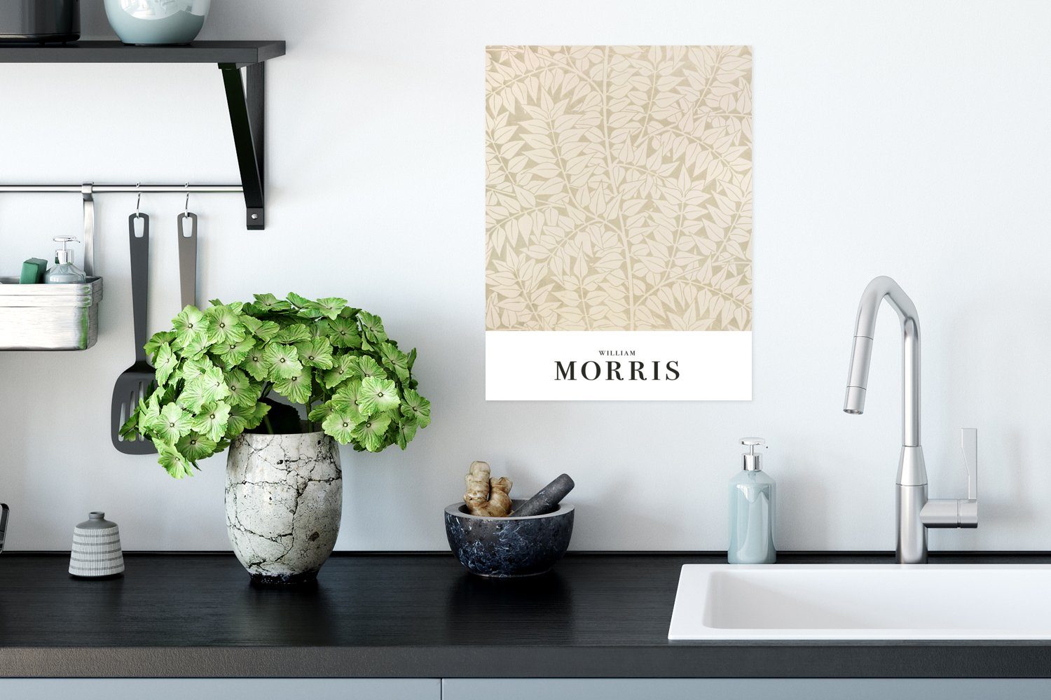 MuchoWow Poster Blätter - für Pflanzen Poster, St), - Wohnzimmer, Muster Rahmen (1 - Kunst, Ohne Wandbild, William - Morris Wandposter