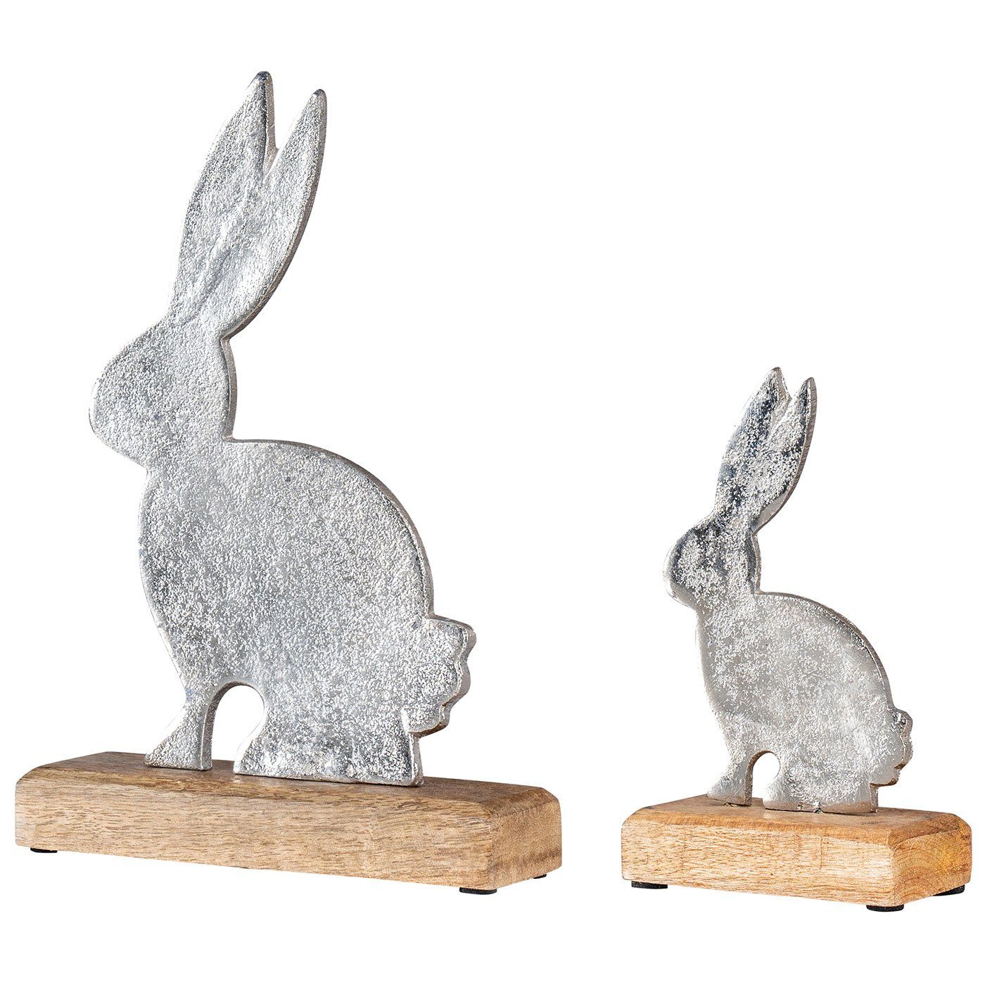 Figur Holz Osterhase Tischdeko Metall Aufsteller Variante Hase Osterhase, Levandeo® 6 H17cm Mango