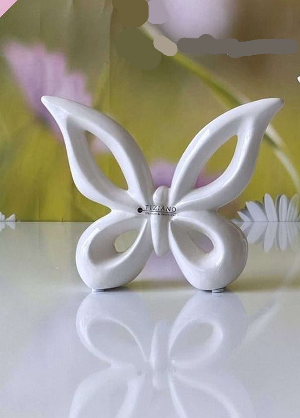 TIZIANO - DESIGN & EMOTIONS Tierfigur Keramik-Schmetterling Lia – Elegante Frühlingsdeko in Creme-Weiß