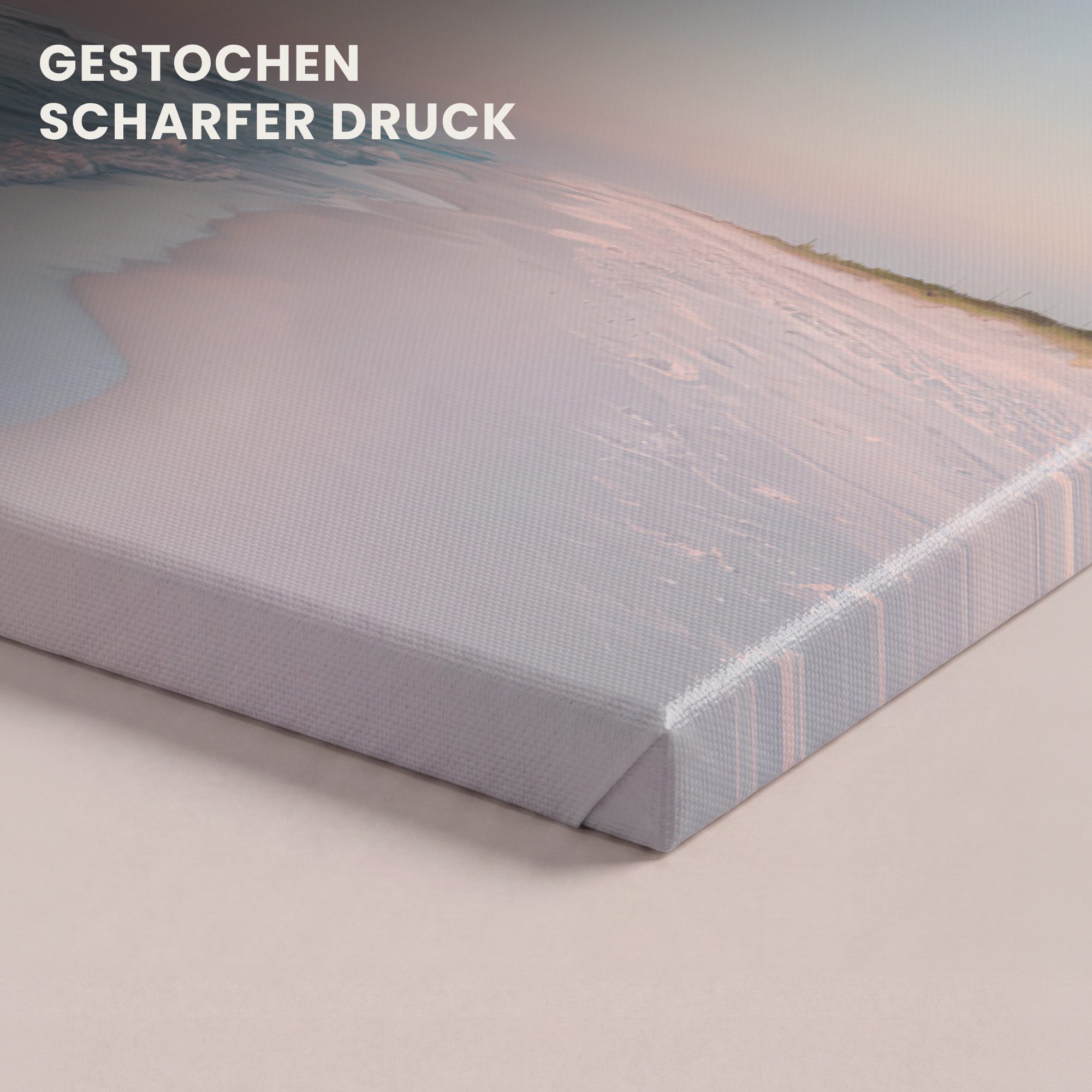 OneMillionCanvasses® Leinwandbild Panorama Küstenlinie - Pastell - Wasser, Fotodruck (1 St), Wandbild, Deko Schlafzimmer Wohnzimmer Flur 60x20 cm – Bild 3 von 5