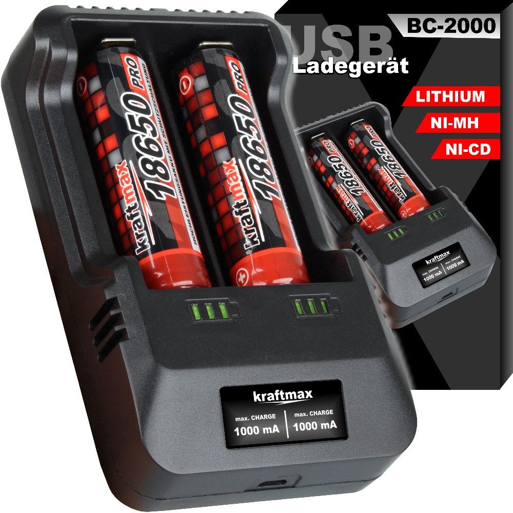 BC-2000 USB Akku Ladegerät für 18650, CR123, 3,7V Lithium, AA, AAA NIMH Batterie-Ladegerät