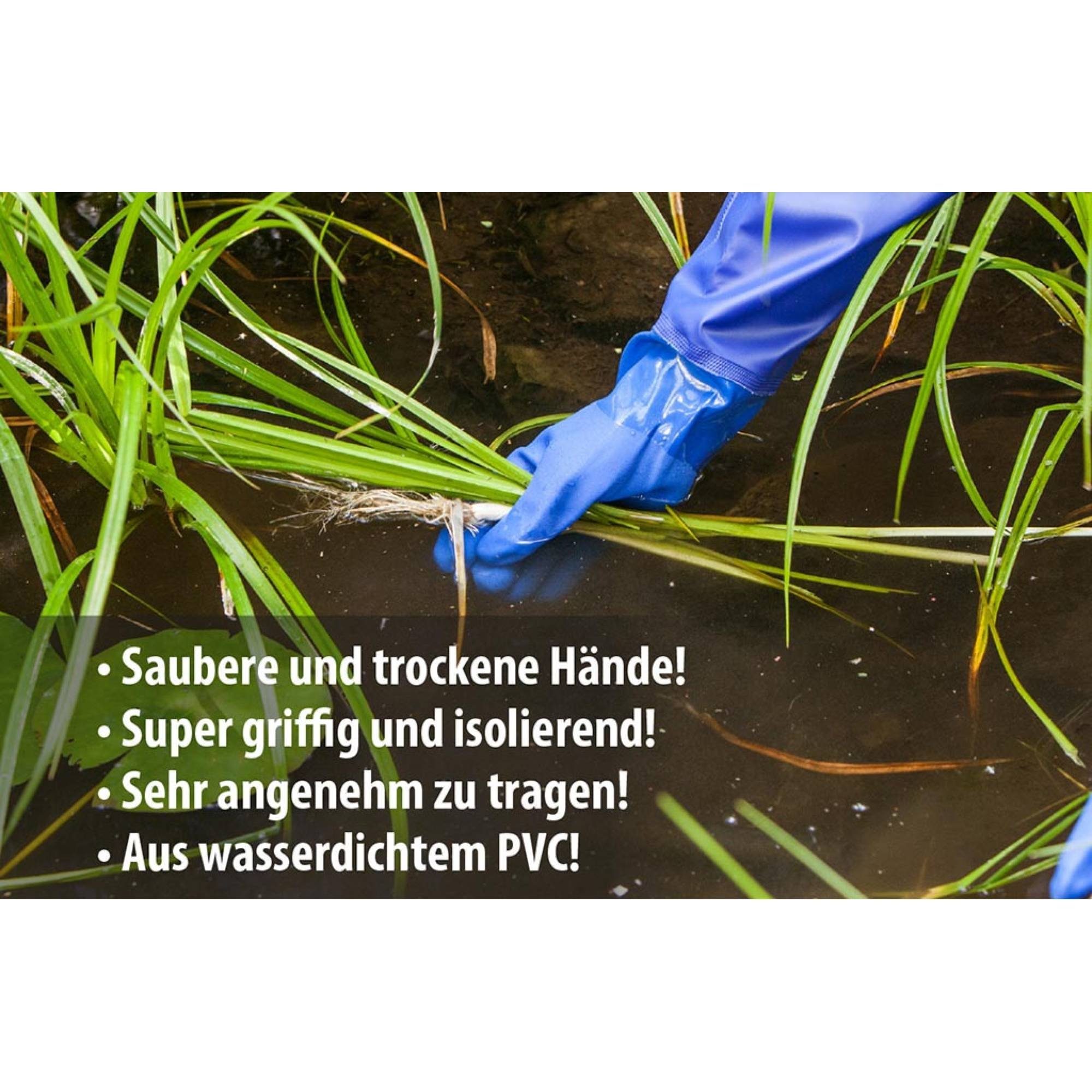 Heissner Gartenhandschuhe Teichhandschuhe, Langarm, Größe 7.5 (20,5cm), S/M