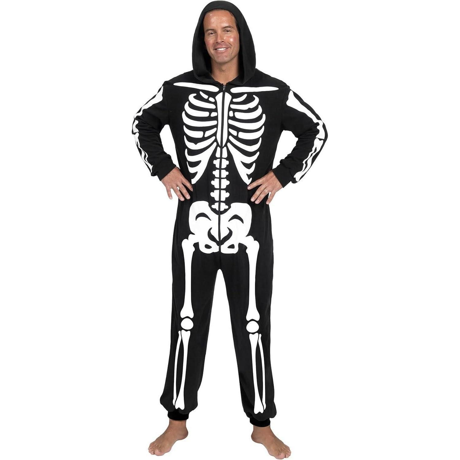 LuxusKollektion Monster-Kostüm Skelett Jumpsuit Pyjama Kapuze Männer Halloween Cosplay Kostüm