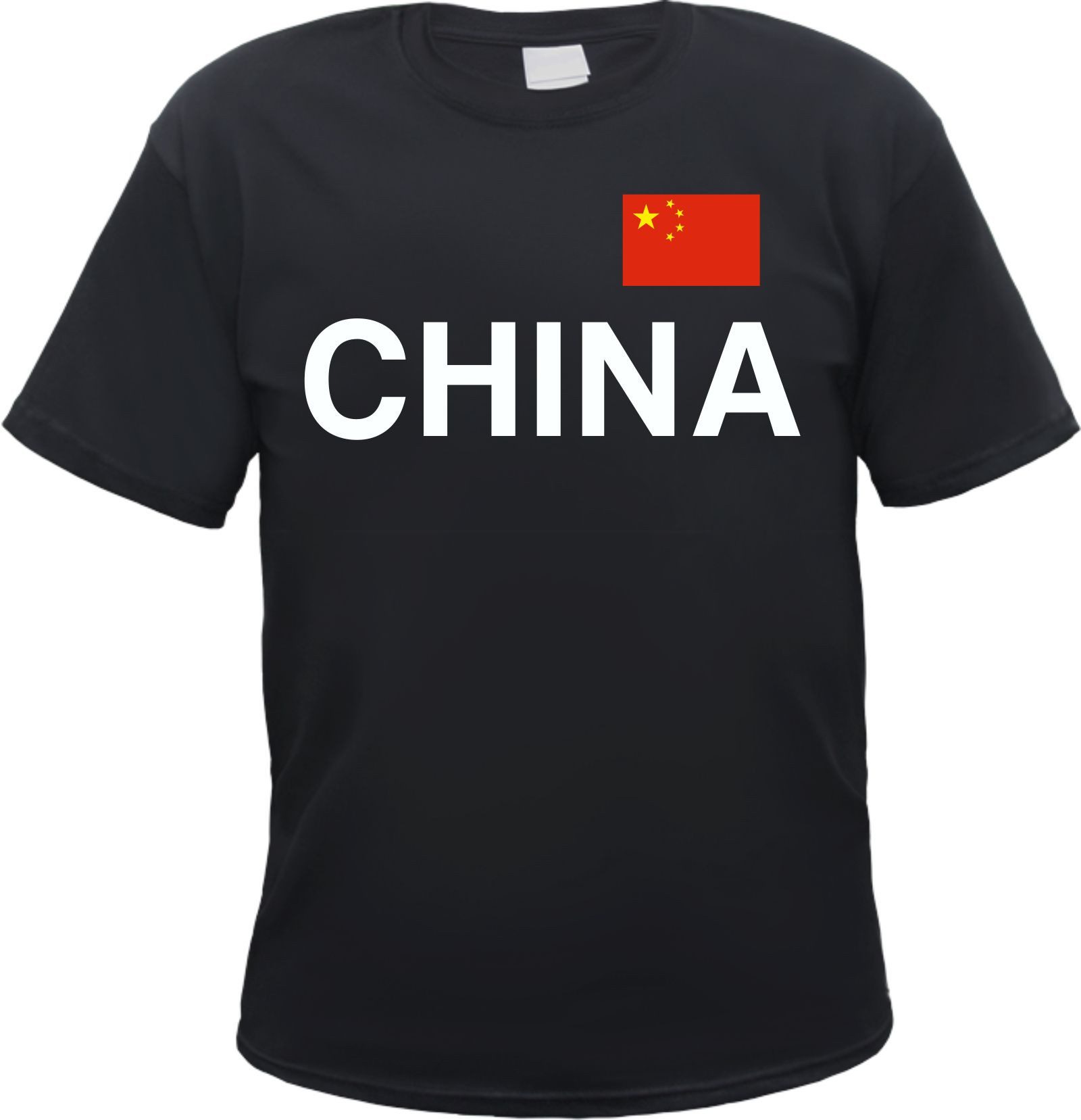 HB-Druck T-Shirt China Herren Shirt-Blockschrift mit Flagge - Volksrepublik China Asien aus 100% Baumwolle mit strapazierfähigem Aufdruck