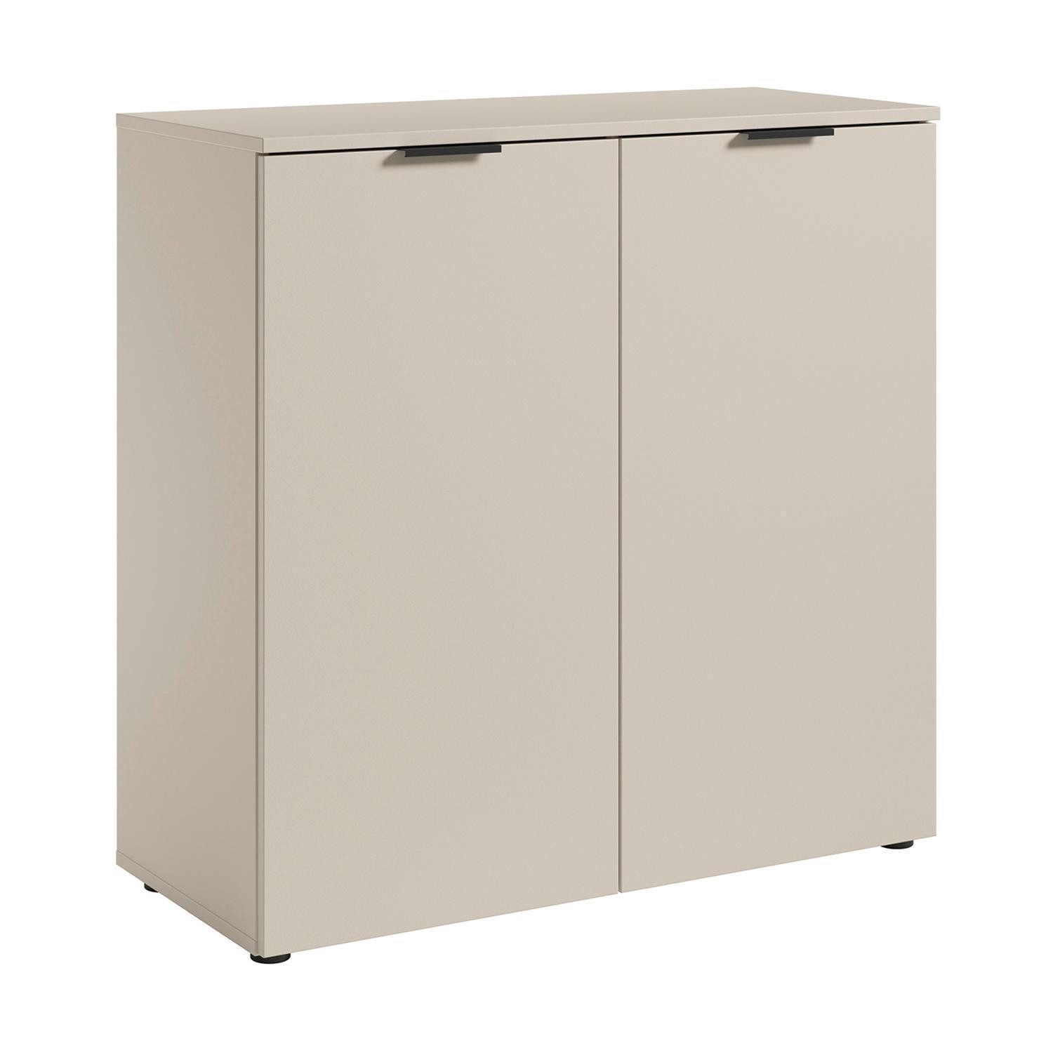 Bega Consult Kommode LINZ, Greige, Schwarz, Kaschmir Dekor, 2 Türen, B 90,2 x H 89,7 x T 40 cm