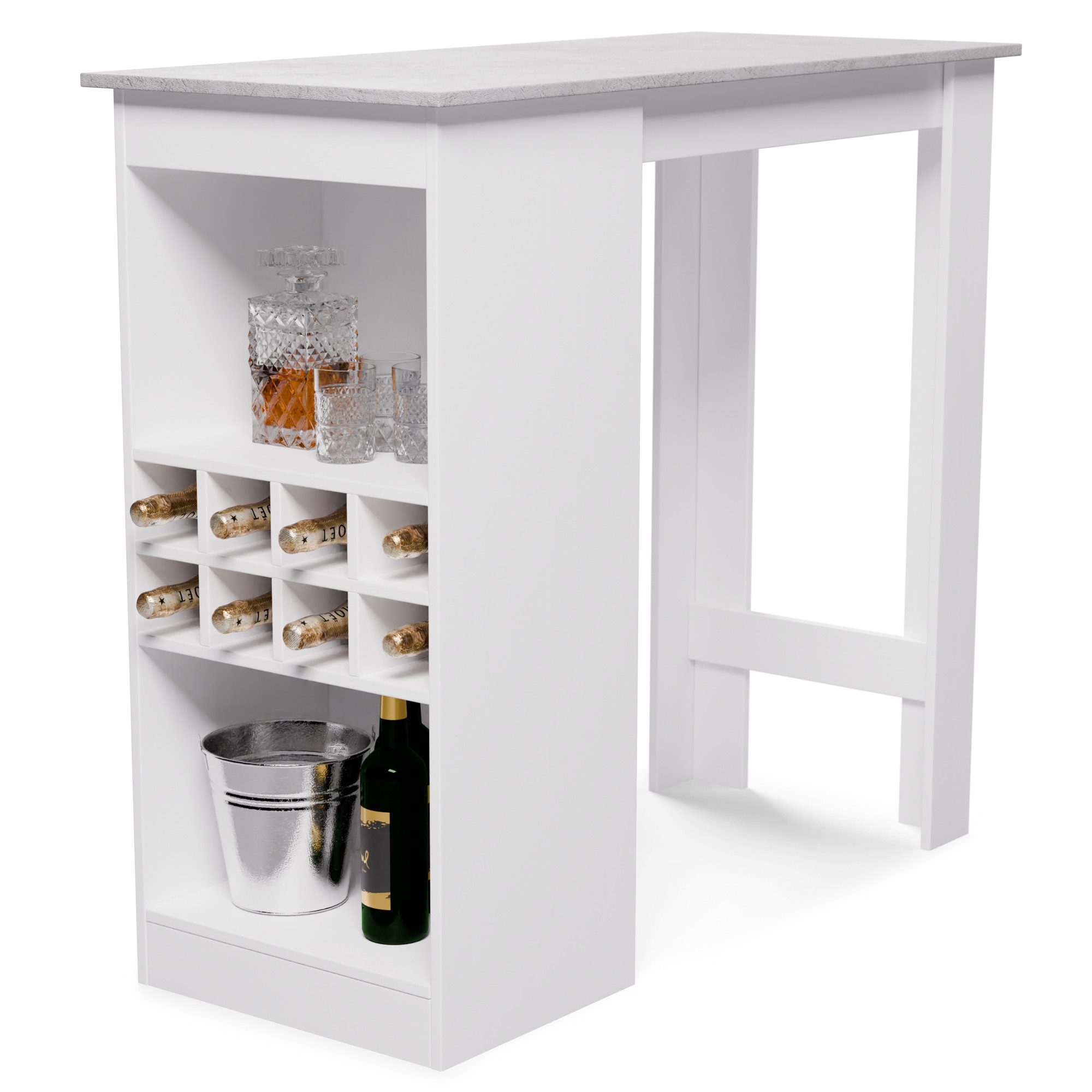 blumfeldt Couchtisch Bellshill Bartisch Tresentisch Hausbar (1 Tisch), Tresentisch Hausbar Küche Tisch höhenverstellbaren Fächern