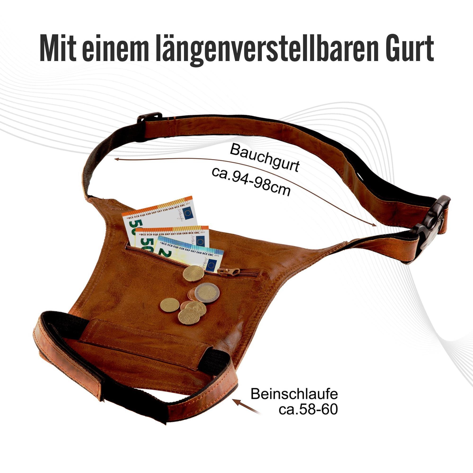 BLACK FOREST FOX Umhängetasche Leder Hüft Gürtel Bauch + Beintasche Herren Damen, RIDER Fuchs Braun – Bild 3 von 5