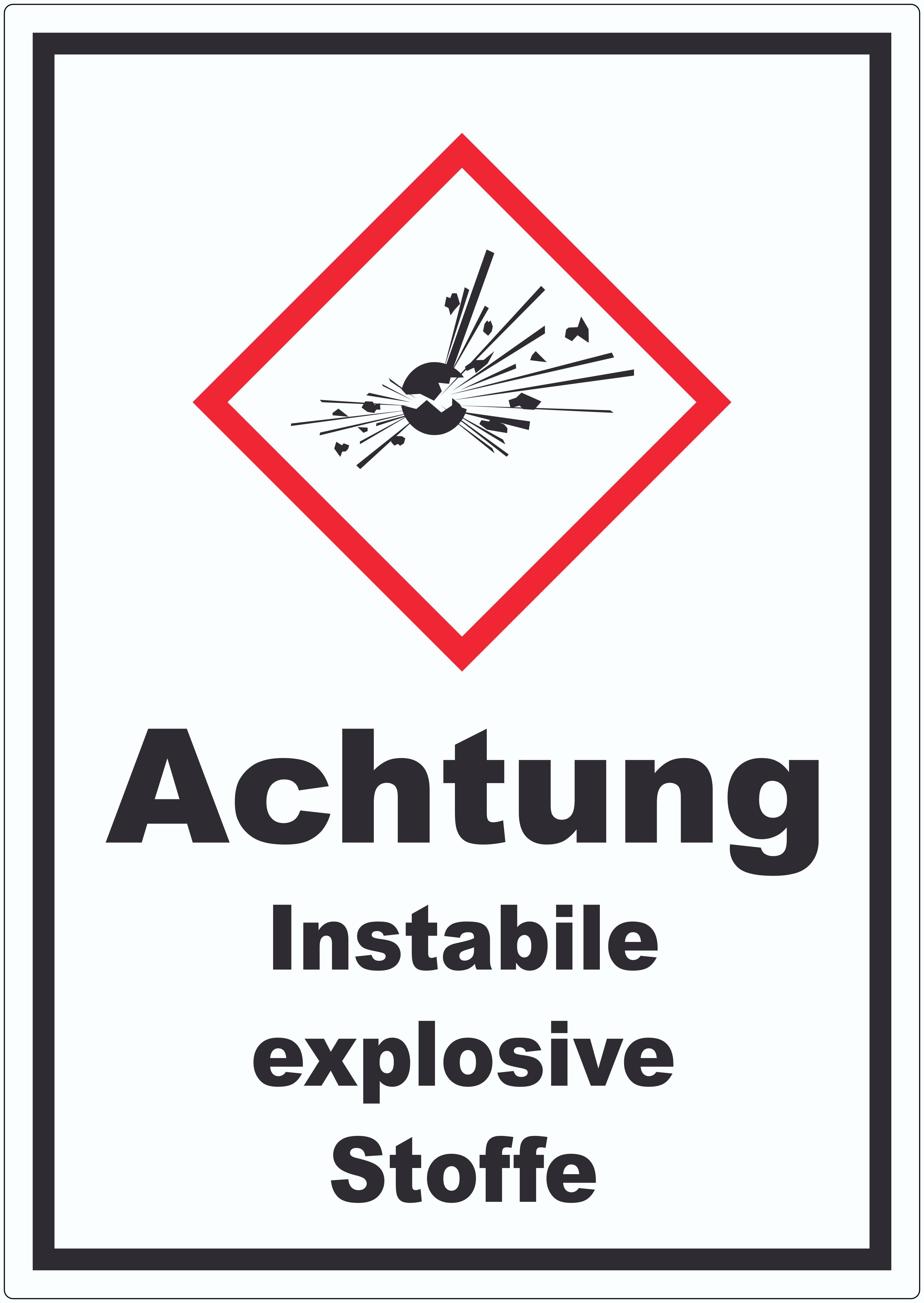 HB-Druck Aufkleber Aufkleber Instabile explosive Stoffe Explosion, wetterfest, UV-beständig, kratzfest