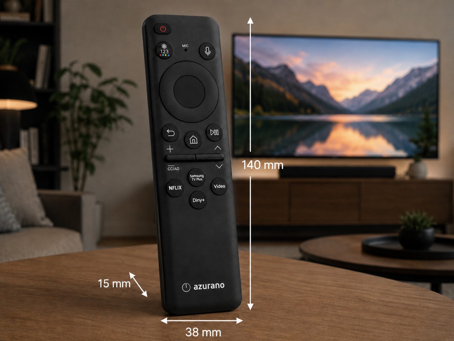 azurano Ersatz für SAMSUNG BN59-01432D, BN59-01432A, TM2360E Universal-Smart-TV-Fernbedienung (Bluetooth, USB-C, Sprachsteuerung, Solar, Streaming-Tasten)