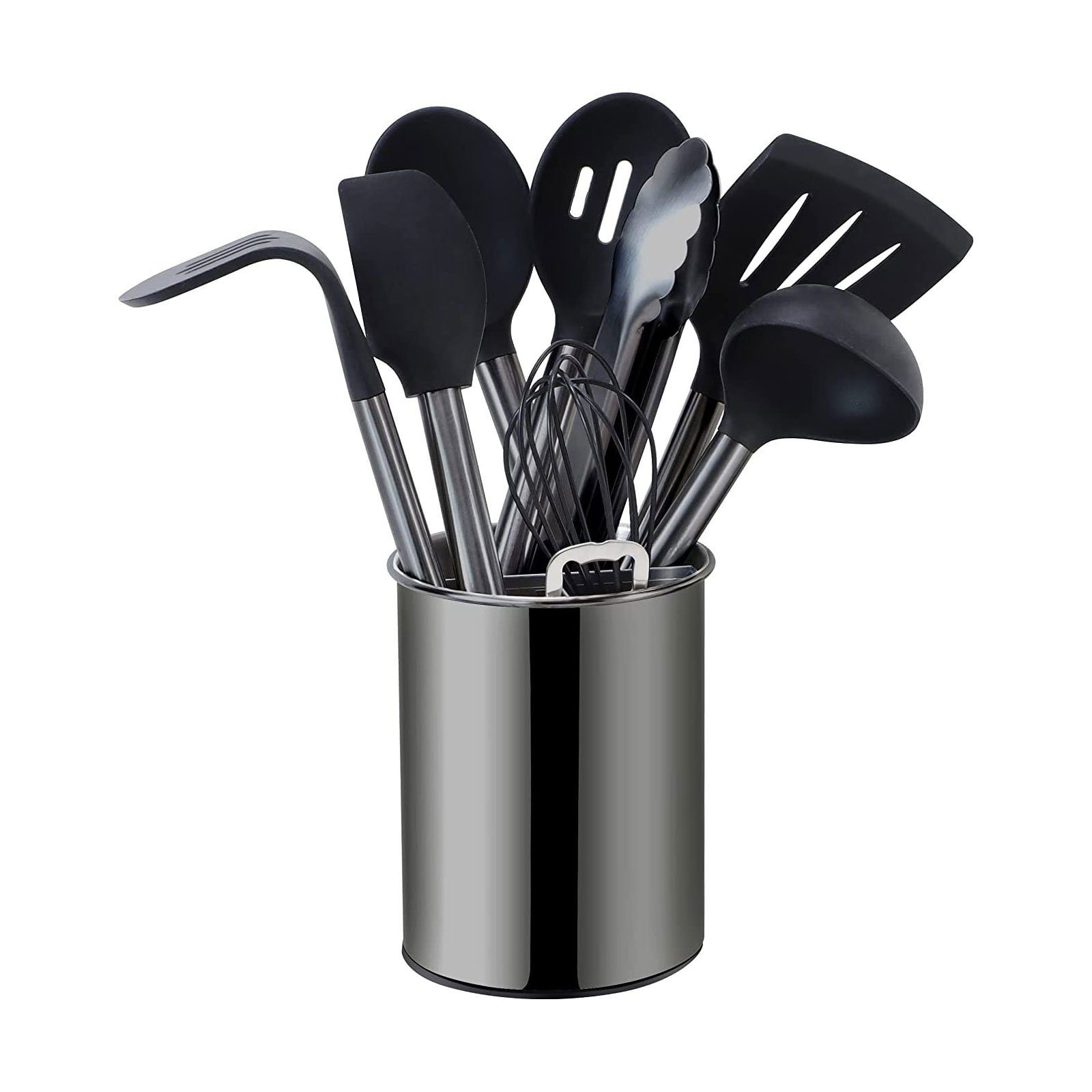 Kochbesteck Edelstahlgriff, Schwarz Utensilienhalter, Küchenorganizer-Set, mit Kochset ECHTWERK mit Black