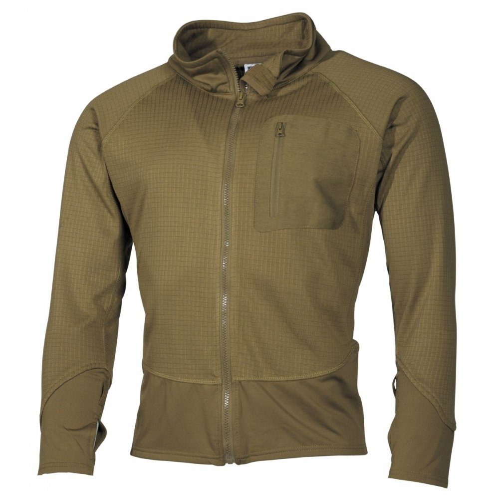 MFH Outdoorjacke US Unterziehjacke, Tactical, coyote tan - S Daumenloch und Schlaufen am Ärmel