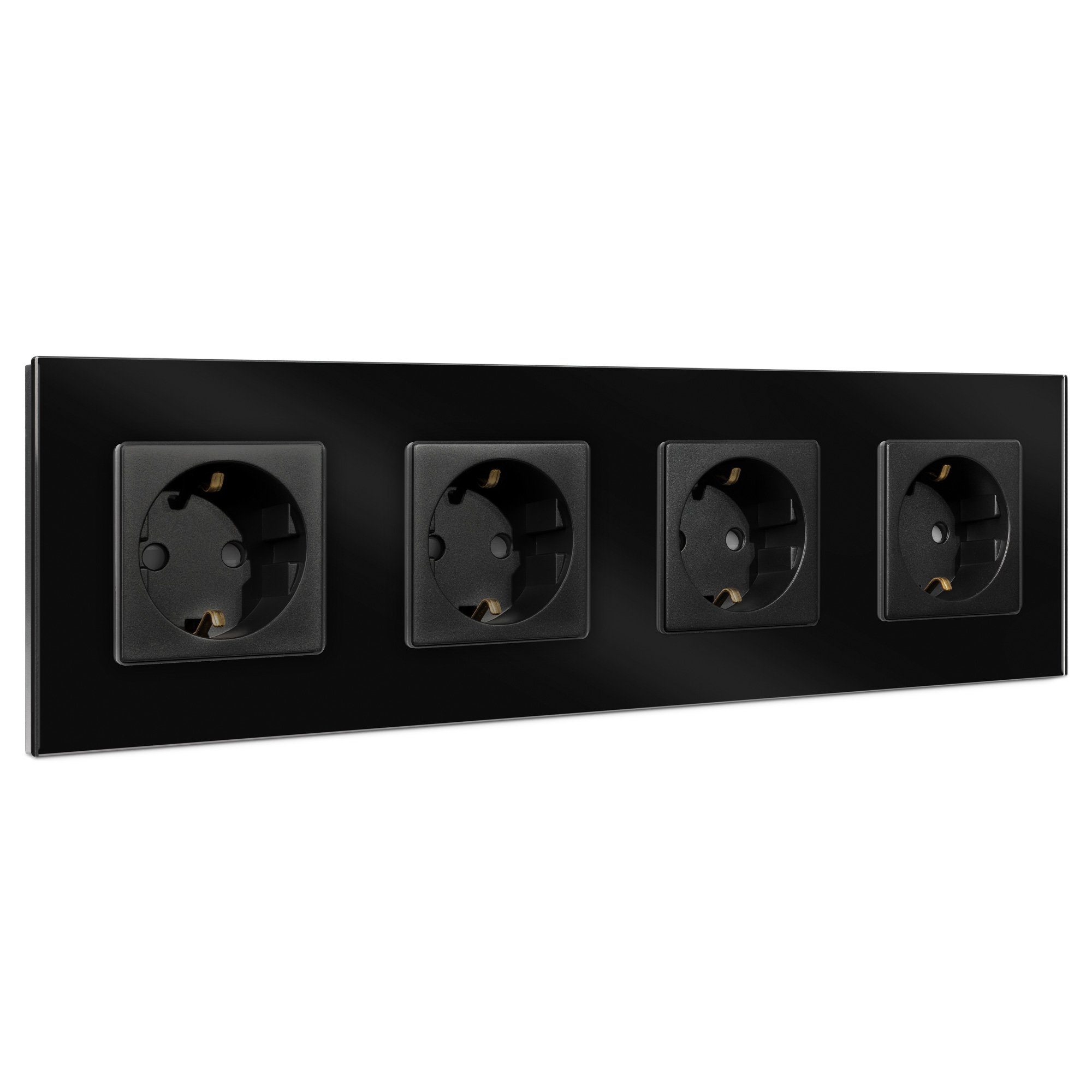 Navaris Steckdose Glas Schuko Steckdose vierfach - mit Montagematerial - Glasrahmen, 1-St.