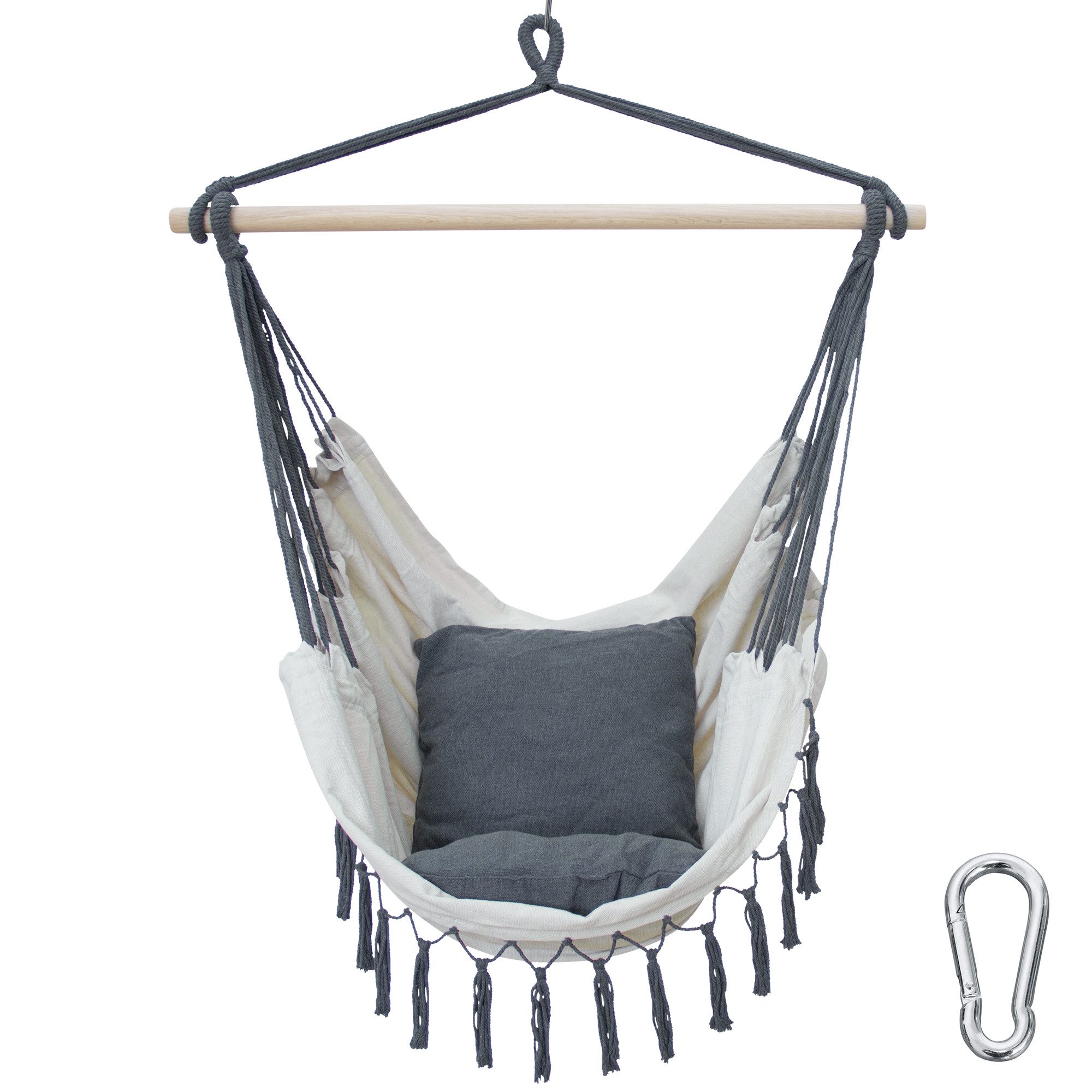 yourGEAR Hängestuhl Elba XL Hängesessel 2 Kissen Sitz-Hängematte 240kg Hängeschaukel 360°