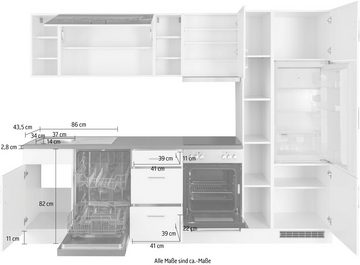 HELD MÖBEL Küchenzeile Paris, mit E-Geräten, Breite 310 cm