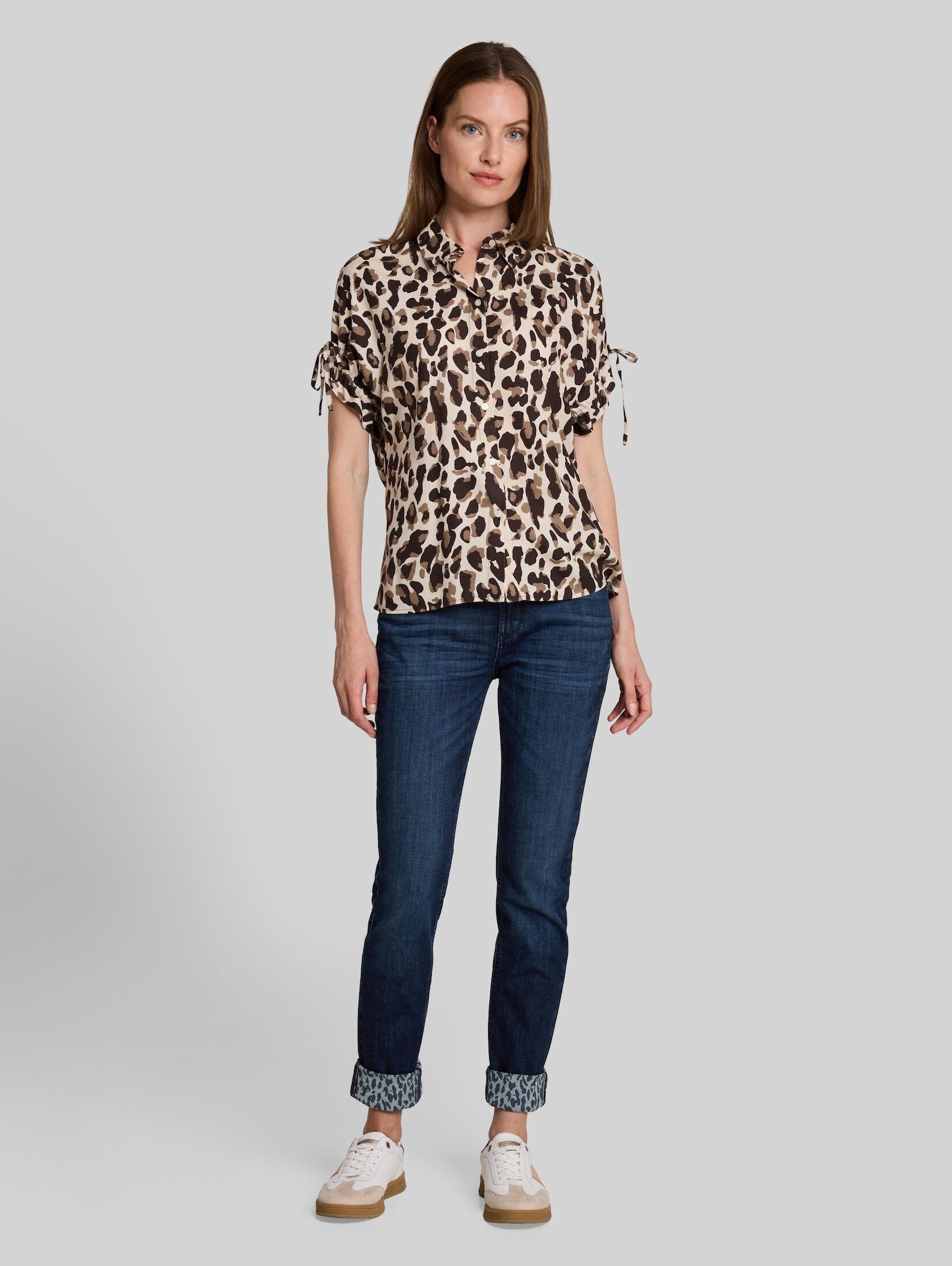TOM TAILOR Slim-fit-Jeans Jeanshosen TTEDDA SLIM Jeans mit Leo-Print im Umschlag