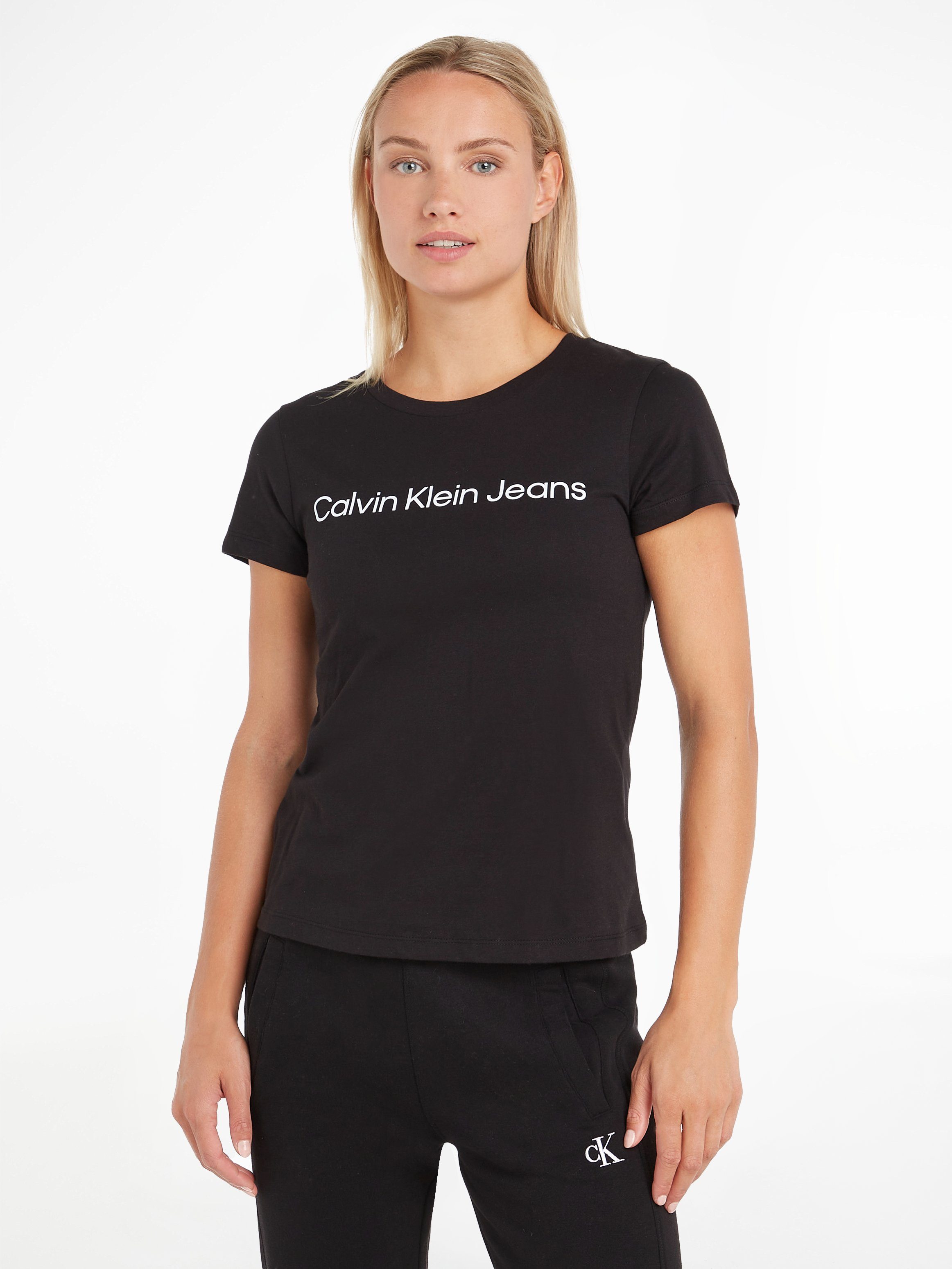 Calvin Klein Jeans T-Shirt CORE INSTIT LOGO SLIM FIT TEE mit CK-Logoschriftzug Ck Black | T-Shirts