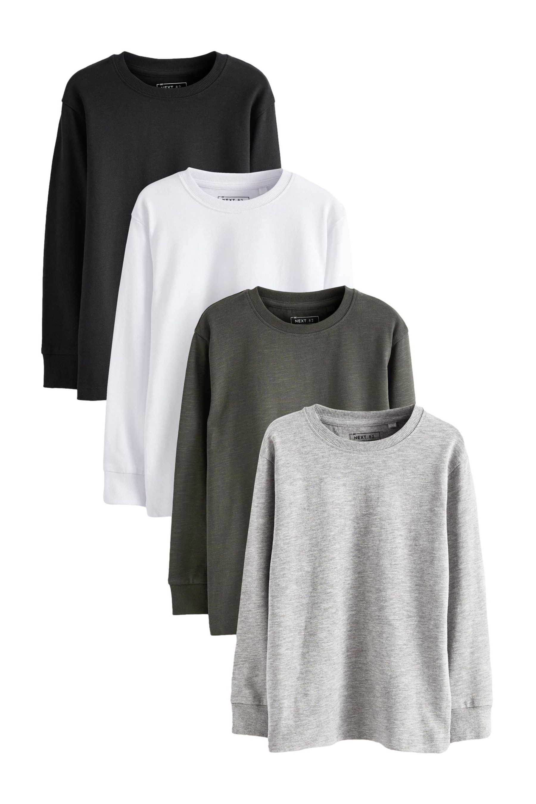 Next Langarmshirt 4 x Langarmshirts mit Hirschstickerei (4-tlg)