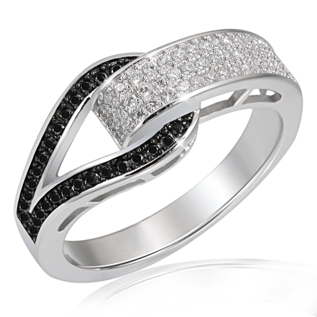 Silberring Ring Damenring aus 925 Silber teilrotvergoldet Zirkonia weiß Damen
