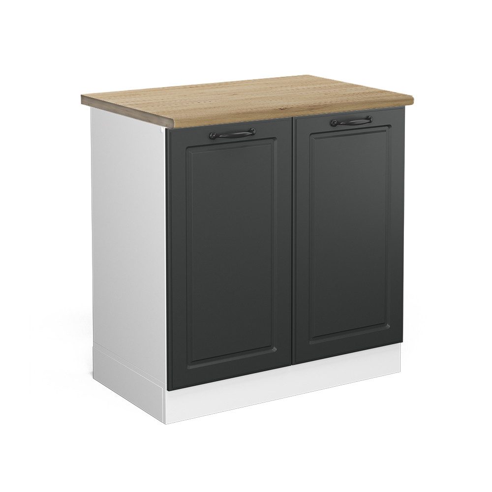 Vicco Spülenunterschrank R-Line Anthrazit Landhaus/Weiß 80 cm AP Eiche günstig online kaufen