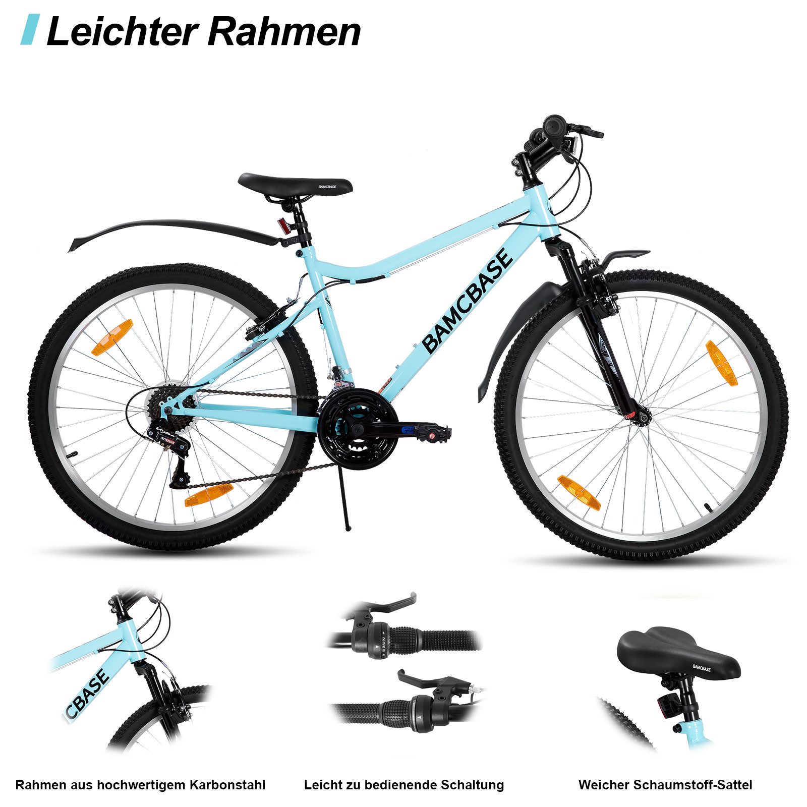 HILAND Mountainbike 26 Zoll Damen bike, robust und langlebig, Studenten-Pendlerrad, Mit 18-Gang, Doppel-V-Bremsen, Schutzblechen, für Frauen konzipiert