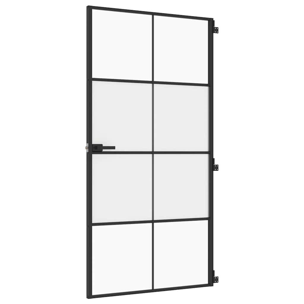 vidaXL Haustür Innentür Schlank Schwarz 102,5x201,5 cm Hartglas & Aluminium (1-St)