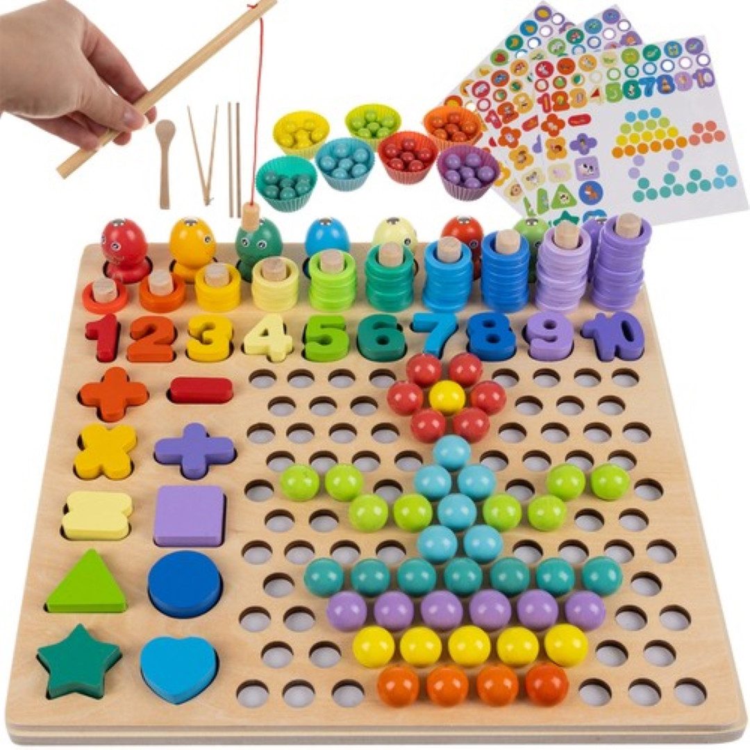 KRUZZEL Lernspielzeug Perlen Mosaik Holzpuzzle Lernspielzeug Kinder, Handwerk, Entwicklung (Holzpuzzle, Lernspielzeug, Holzperlen, Entwicklungsspielzeug, handwerkliches Lernen, pädagogisches Spielzeug, 176-St., Lernmöglichkeiten und fördert handwerkliche