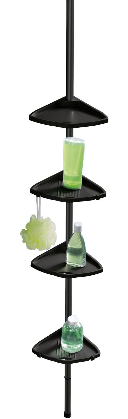 WENKO Duschregal Compact, Eckregal mit 4 Ablagen und 8 Haken, Montage ohne günstig online kaufen