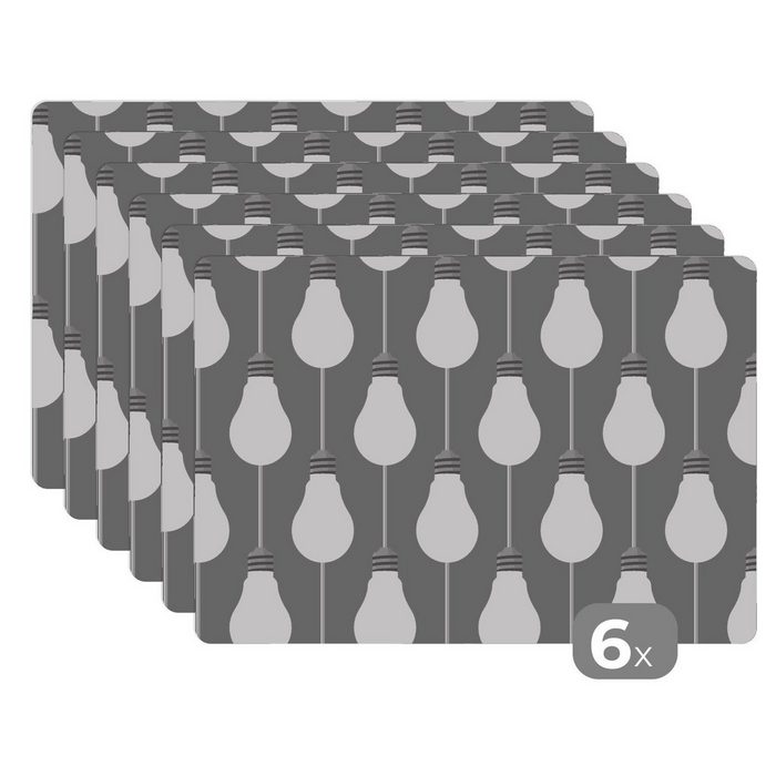 Platzset Lampen - Muster - Retro MuchoWow (6-St) Platzset Platzdecken Platzmatte Tischmatten Schmutzabweisend