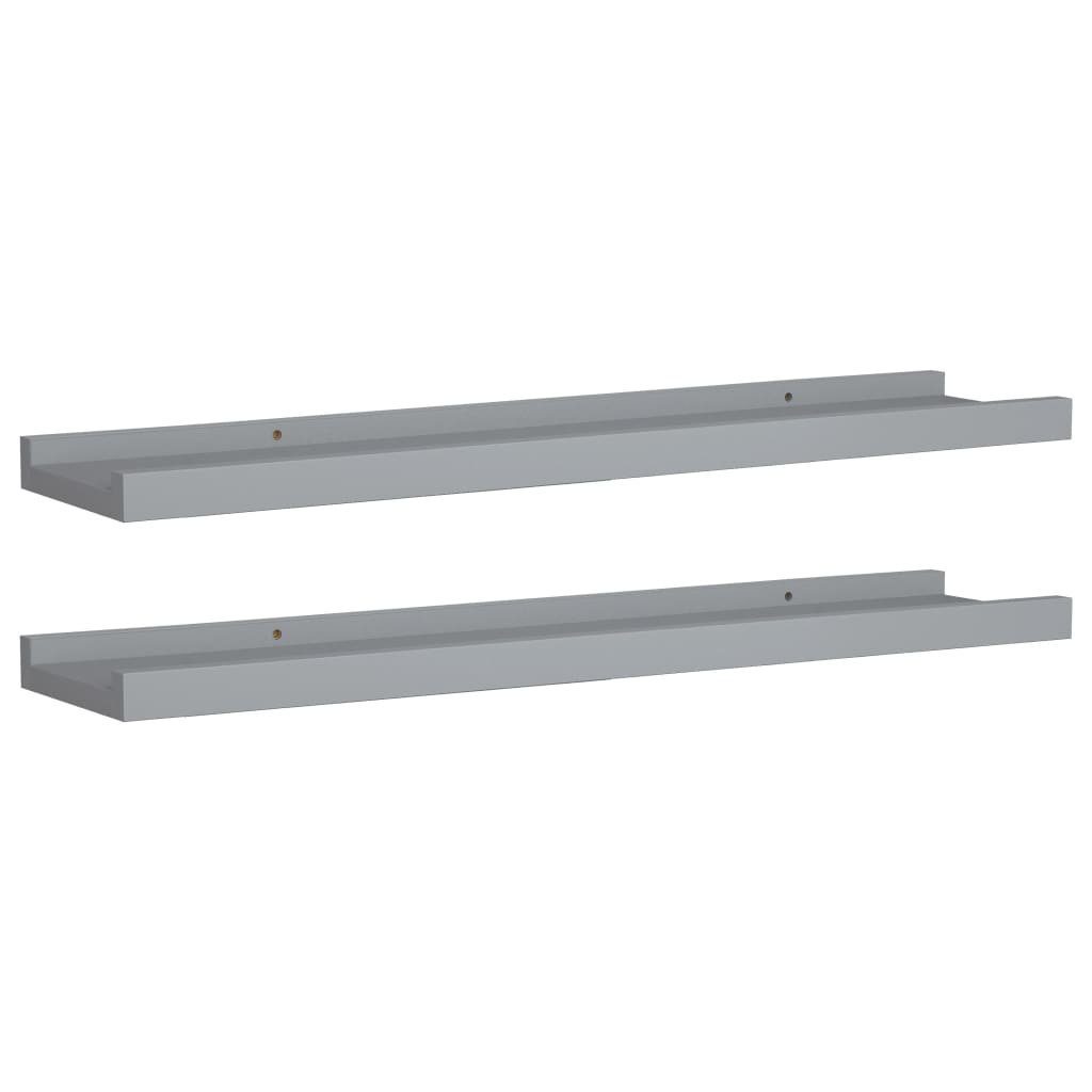 vidaXL Wandregal Bilderleisten 2 Stk Grau 60x9x3 cm MDF