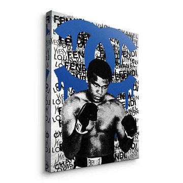 DOTCOMCANVAS® Leinwandbild ALI BRAND (blue), Leinwandbild Muhammad Ali Portrait Boxen Sport luxus Coco Chanel