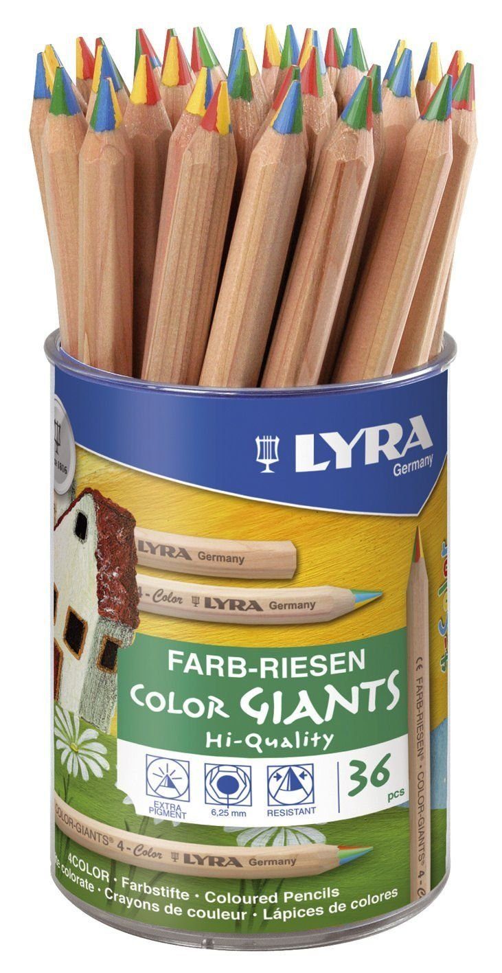 LYRA Handgelenkstütze 36x Farbstift Farb-Riesen 4-Color naturbelassen, im Köcher