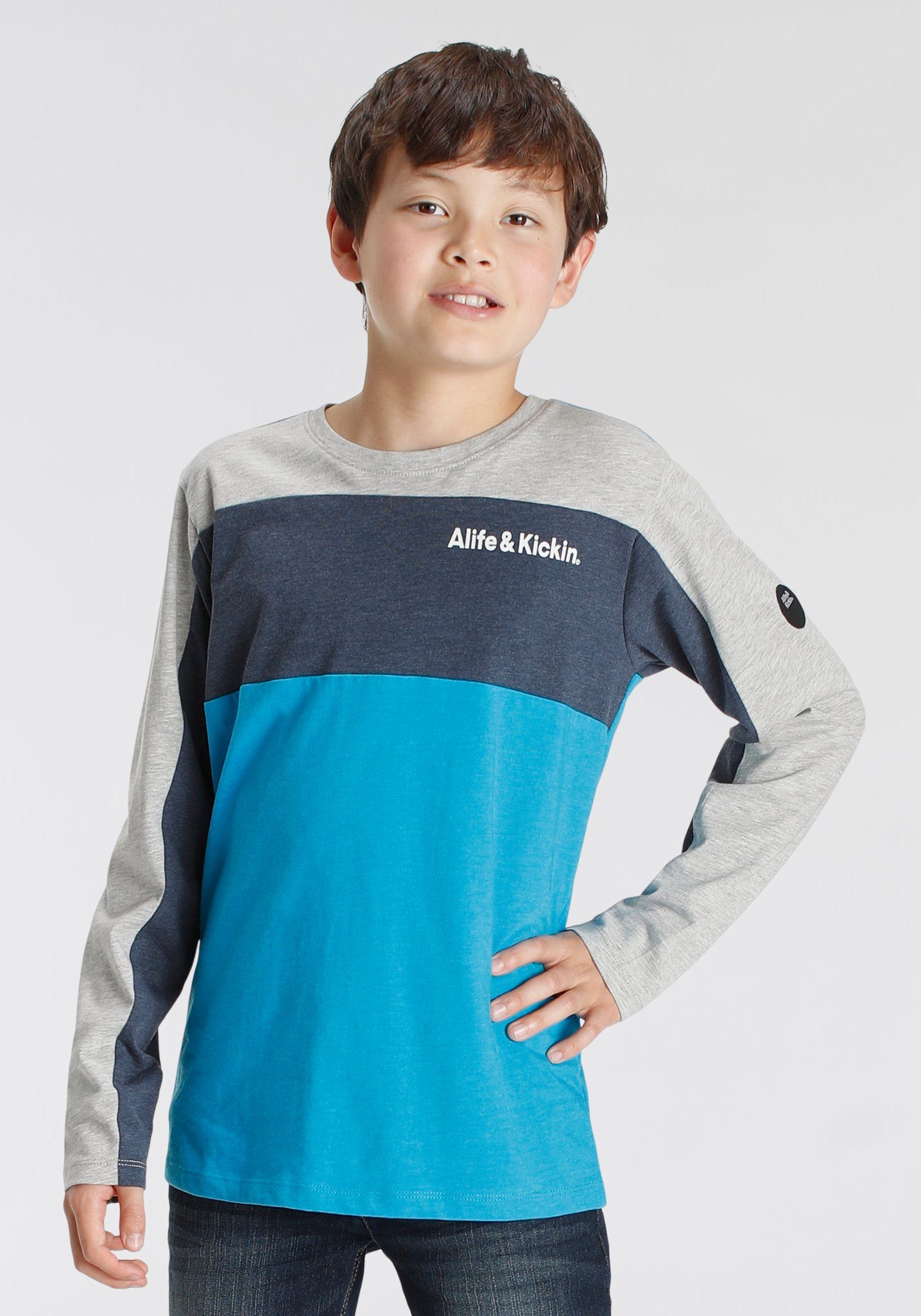 Alife & Kickin Langarmshirt Colorblocking Qualität melierter in