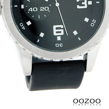 OOZOO Quarzuhr Oozoo Unisex Armbanduhr Vintage Series, (Analoguhr), Damen, Herrenuhr rund, groß (ca. 45mm) Lederarmband schwarz