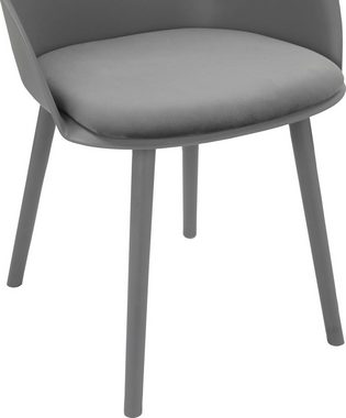 loft24 Esszimmerstuhl Sille (Set, 2 St), Schalenstuhl aus Kunststoff, Sitzkissen in Samtoptik, Sitzhöhe 48 cm