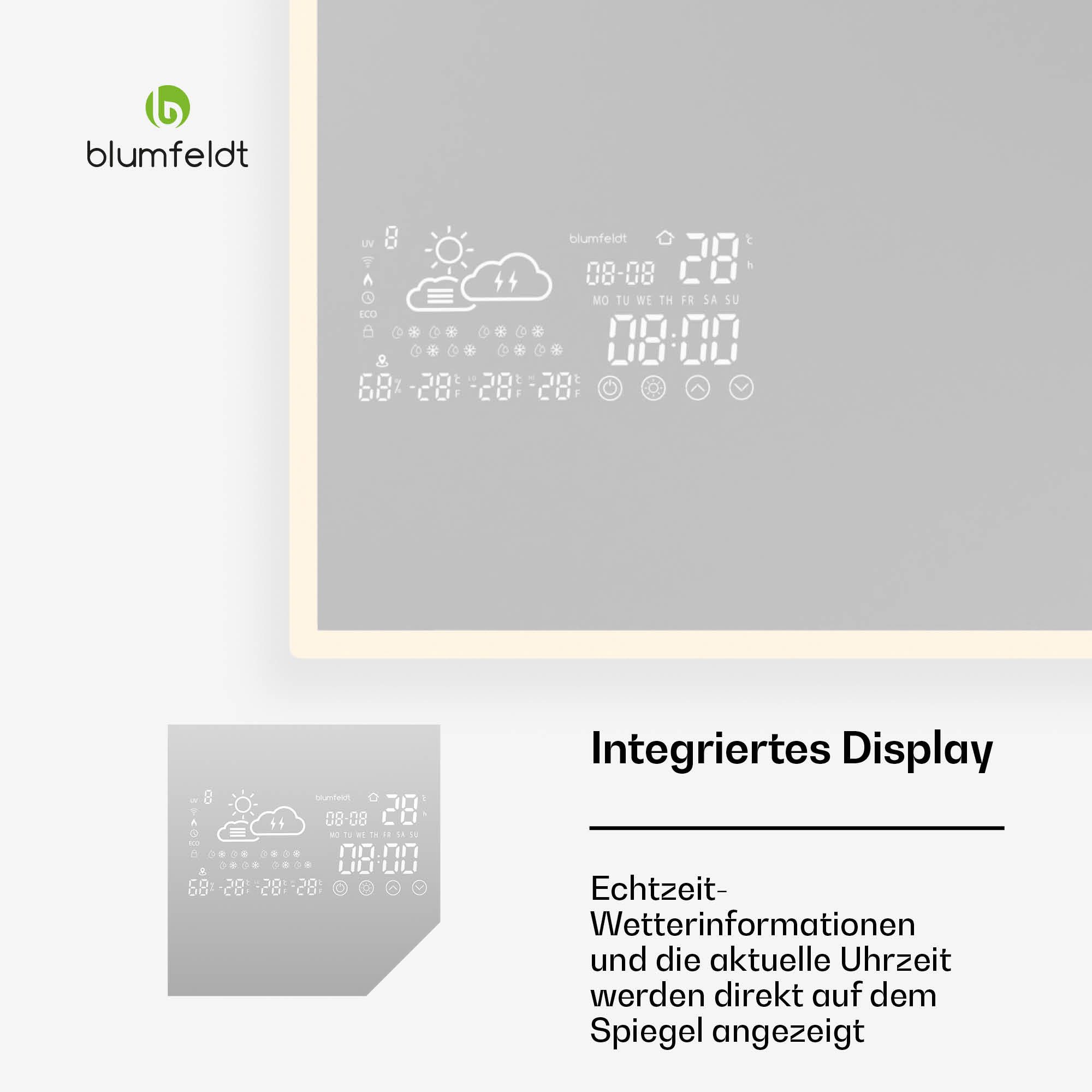 blumfeldt Infrarotheizung ReflectiHeat, elektrische Heizkörper Mirror Timer App LED 500 W