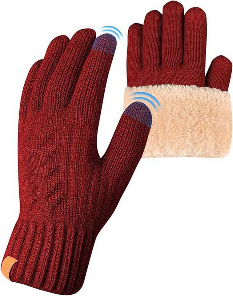 Coonoor Strickhandschuhe Winterhandschuhe mit Fleecefutter, Touchscreen Warme Gedehnt