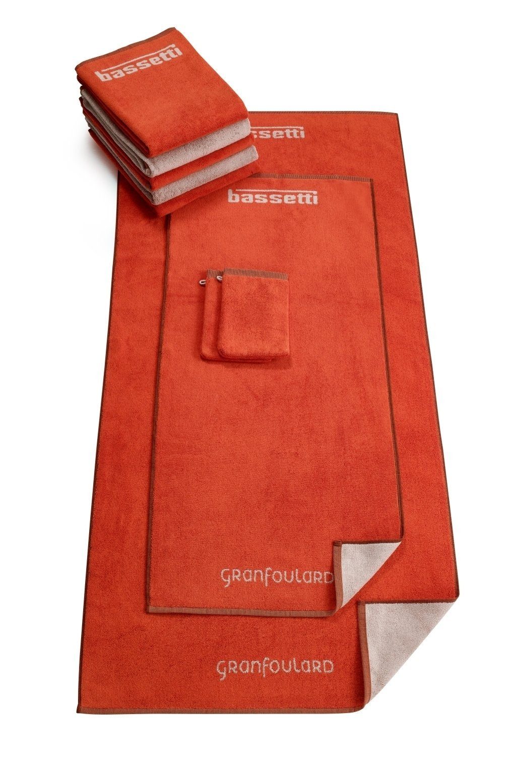 Bassetti Waschhandschuh Wendedesign SHADES, orange mit