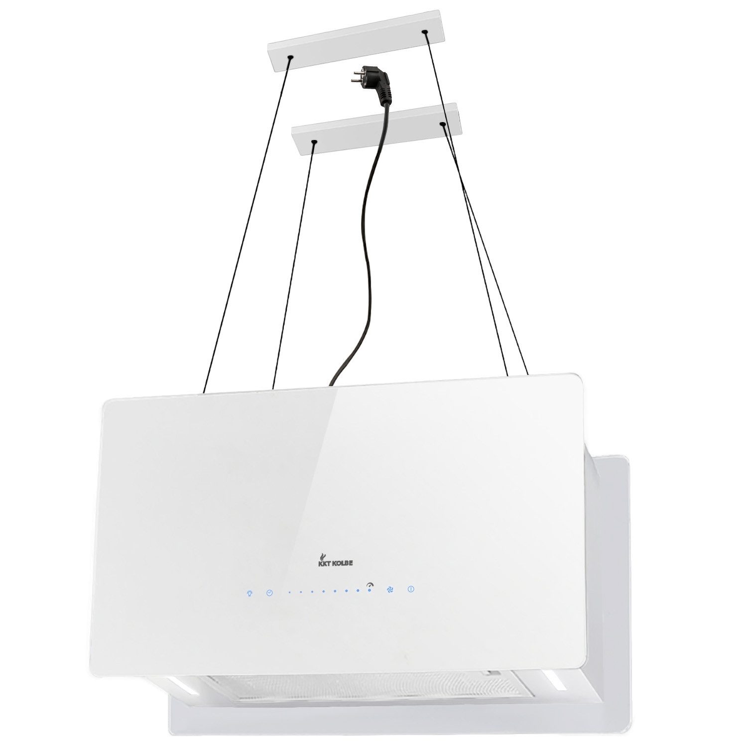 KKT KOLBE Inselhaube Dunstabzugshaube Inselhaube CUBE60-Serie 60cm Dunstabzugshaube Inselhaube CUBE60-Serie 60cm, Abzugshaube / Inselhaube / Umluft / Weiß / Glas / Touch LED / WiFi
