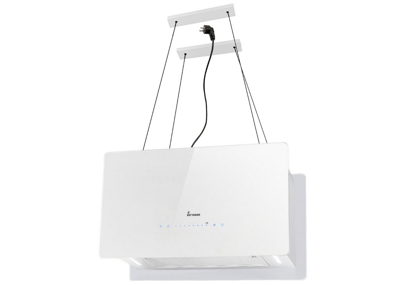 KKT KOLBE Inselhaube Dunstabzugshaube Inselhaube CUBE60-Serie 60cm Abzugshaube / Inselhaube / Umluft / Weiß / Glas / Touch LED / WiFi