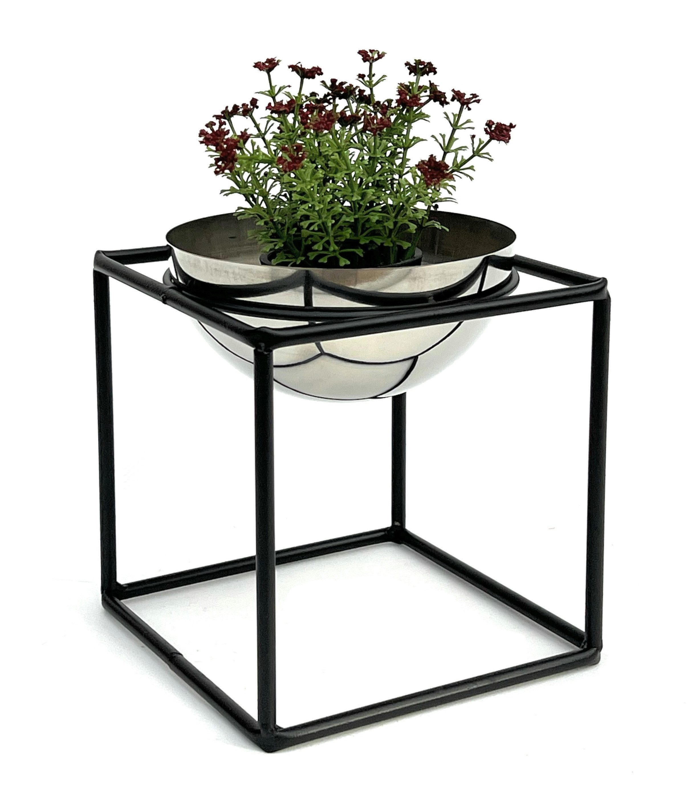 DanDiBo Цветочный табурет Metall mit Topf Schwarz Silber Цветочный табурет 96256