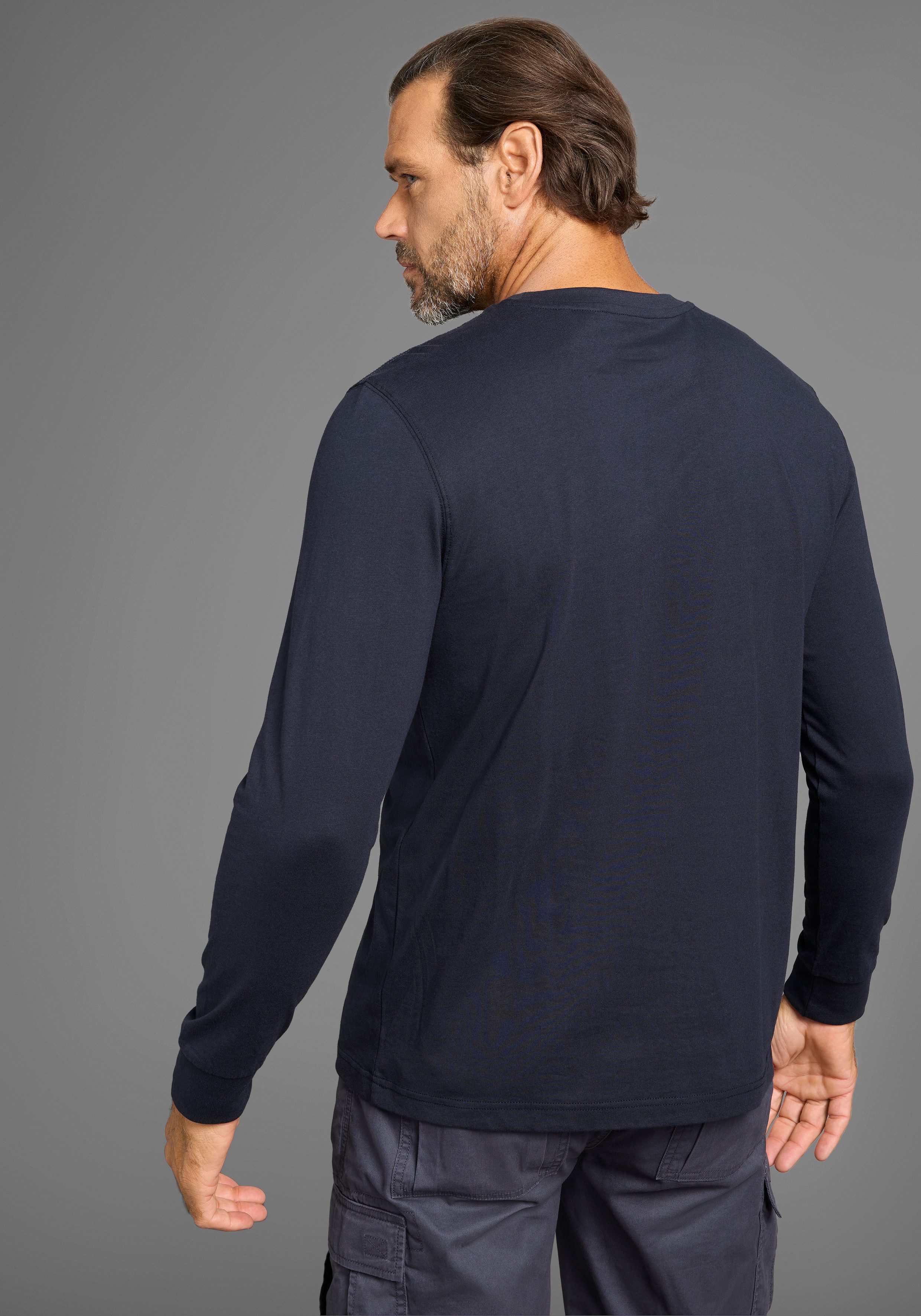 Man's World Langarmshirt kleiner Brustprint