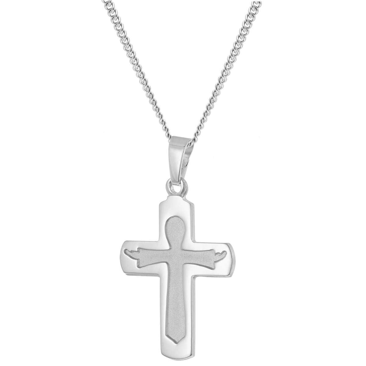 trendor Kreuzkette 28742, Kreuz mit 925 Silber Rhodiniert