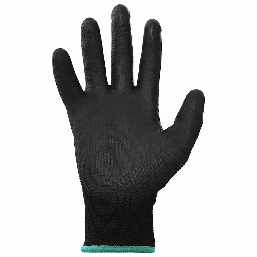 vidaXL Arbeitshandschuh-Set Arbeitshandschuhe 12 Stk. Schwarz 11 / XXL Polyester (12-St)