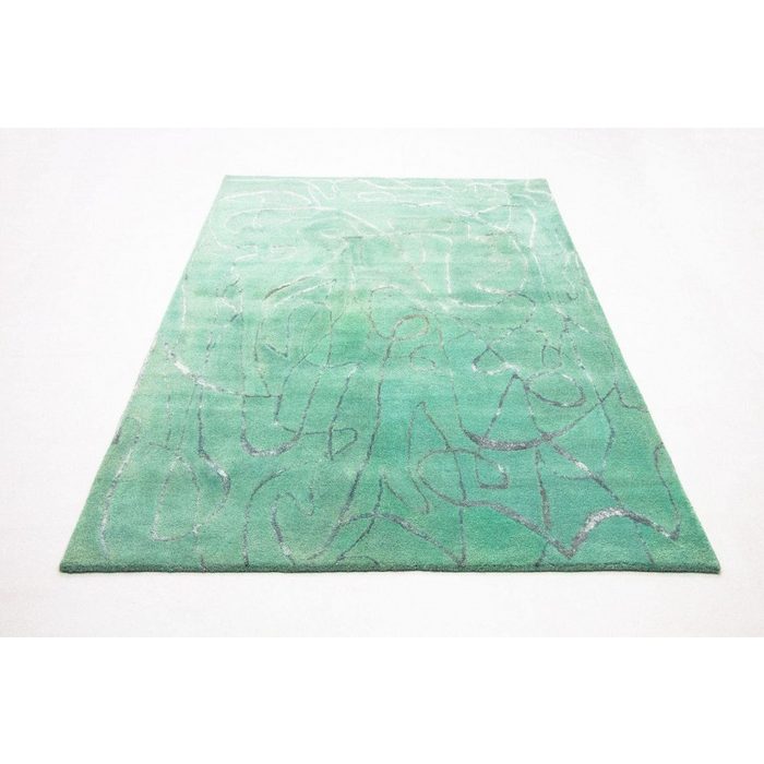 Wollteppich Designer Teppich handgetuftet grün morgenland rechteckig Höhe: 18 mm