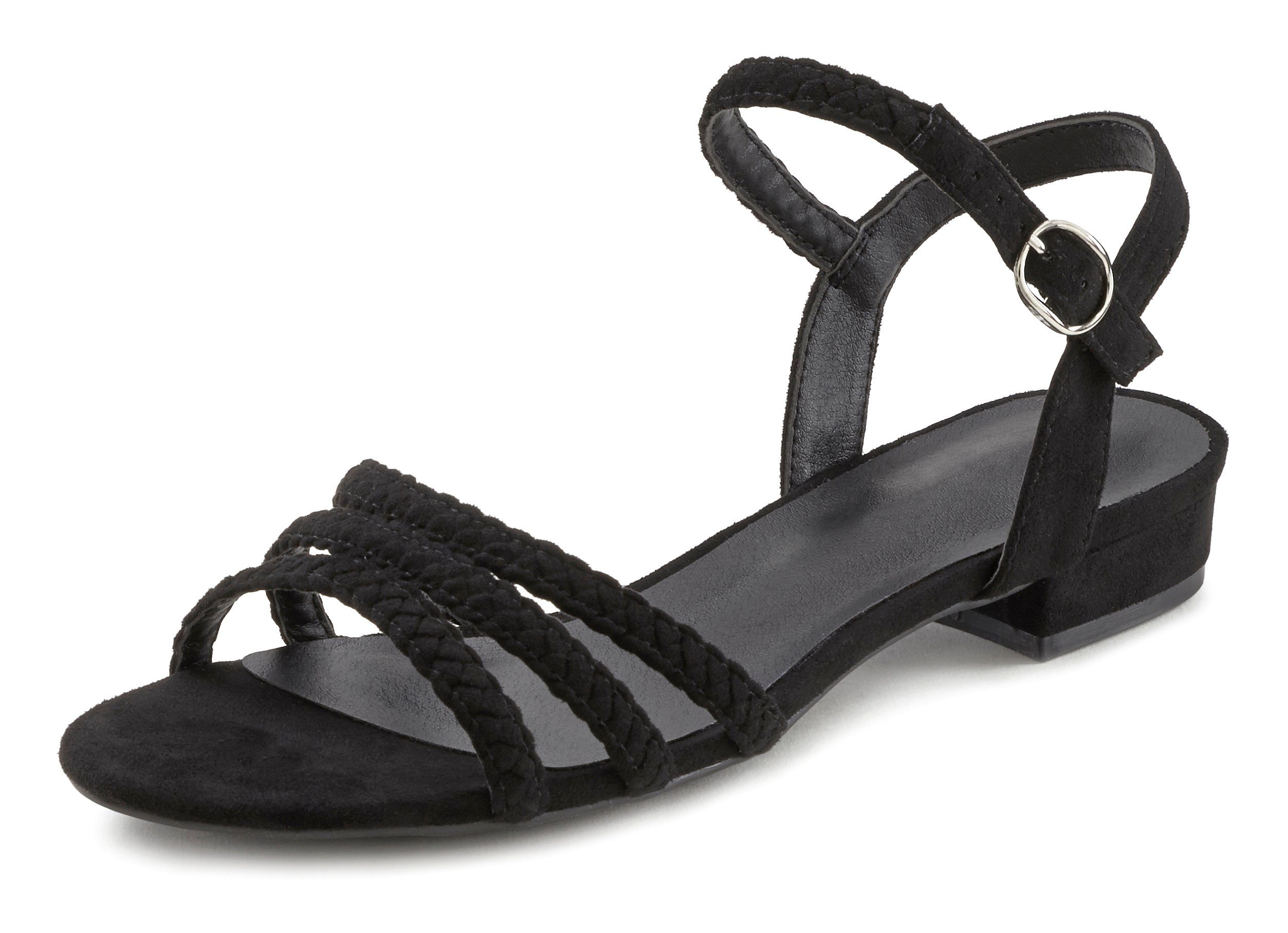 Riemchen VEGAN schwarz Sandale geflochtenen LASCANA Sommerschuh Sandalette, mit