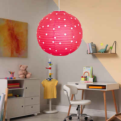 etc-shop Kugelleuchte, Leuchtmittel nicht inklusive, Design Decken Pendel Lampe rot weiß gepunktet Kinder Zimmer